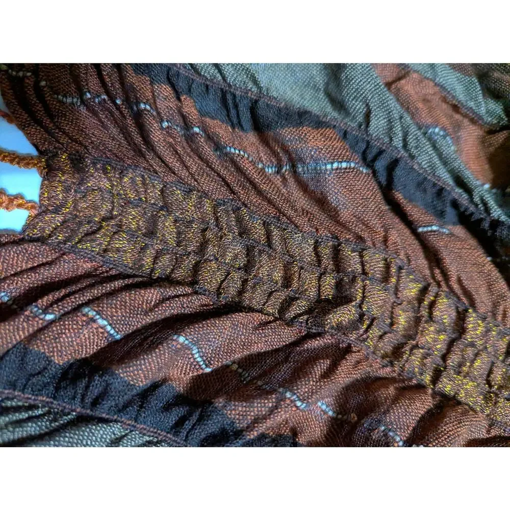 Boho Brown Scarf/Wrap scattered sequins fringe rayon blend 98